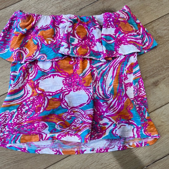 Lilly Pulitzer gorgeous and vibrant strapless flutter top - Picture 3 of 4